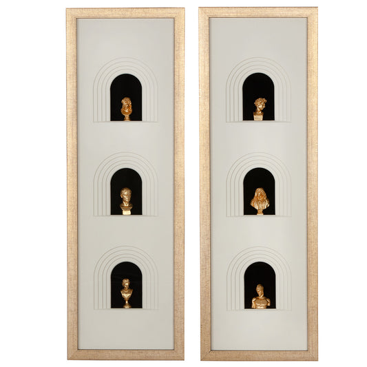 Design Wandbild „Ionic“ 90x30 cm – 3D Kunst mit goldenen Akzenten | CASA ROMANO