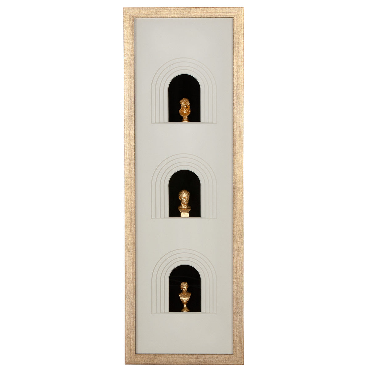 Design Wandbild „Ionic“ 90x30 cm – 3D Kunst mit goldenen Akzenten | CASA ROMANO