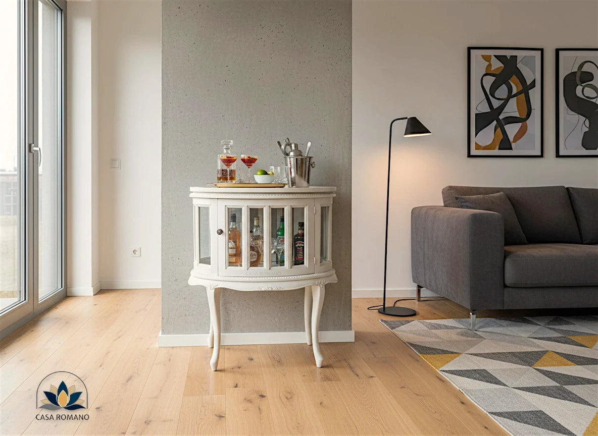Bar-Vitrine / kleine Hausbar mit Glas und abnehmbarer Servierplatte | CASA ROMANO
