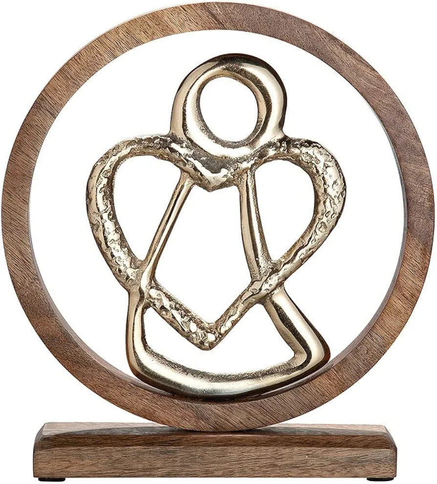 Kreis Engel modern mit goldenem Engel - Mangoholz | CASA ROMANO