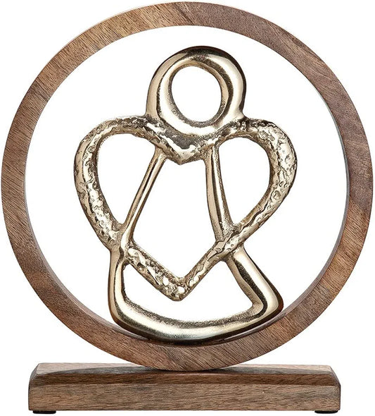 Kreis Engel modern mit goldenem Engel - Mangoholz