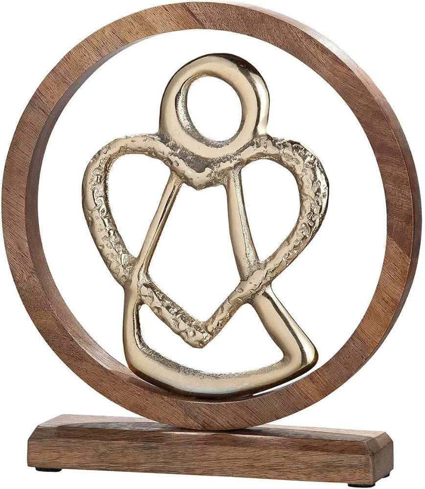 Kreis Engel modern mit goldenem Engel - Mangoholz | CASA ROMANO