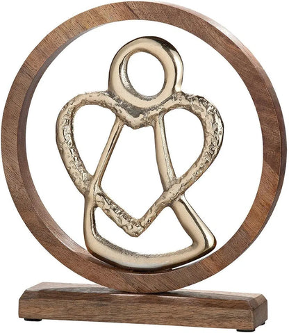 Kreis Engel modern mit goldenem Engel - Mangoholz | CASA ROMANO