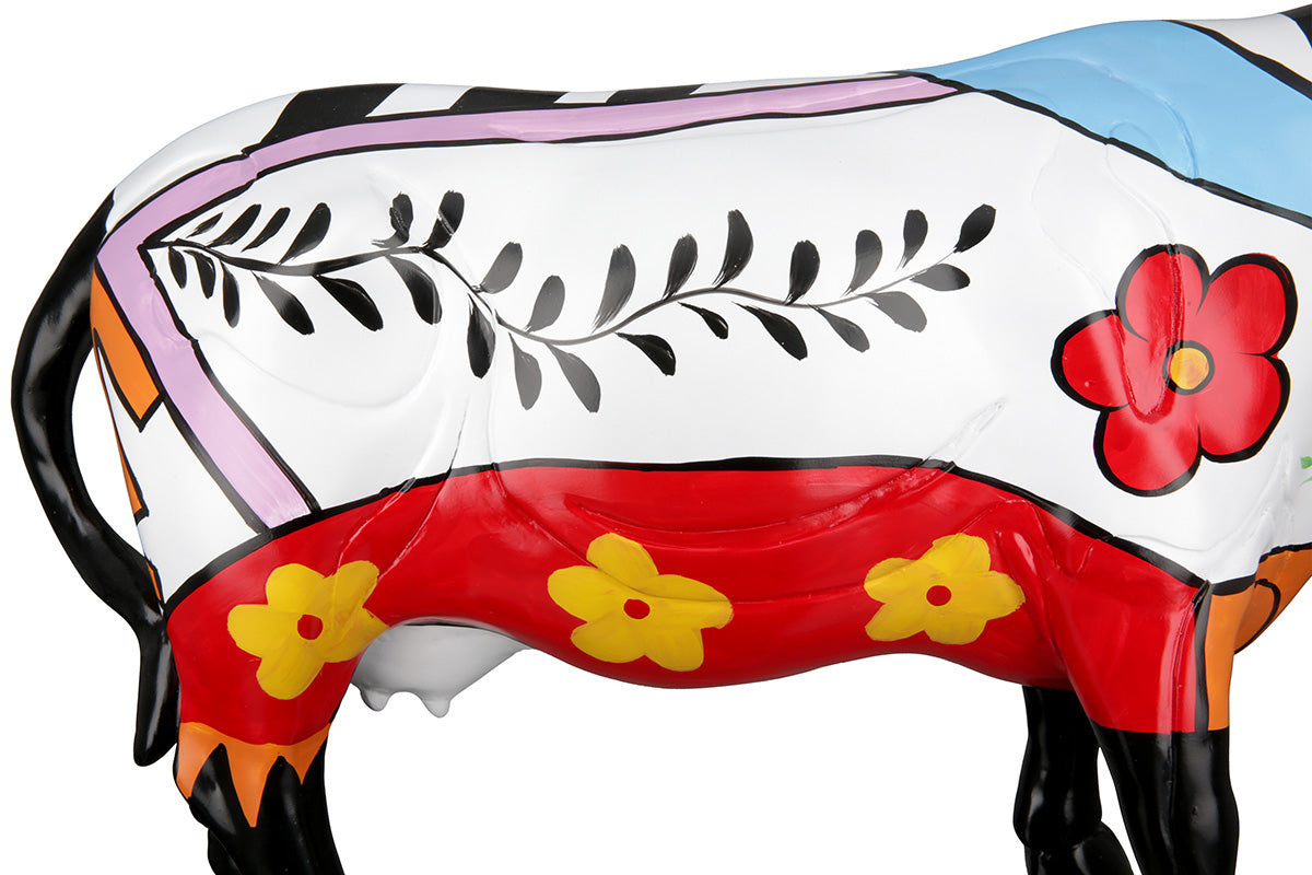 Kuh Skulptur bunt – Detailansicht von der Seite