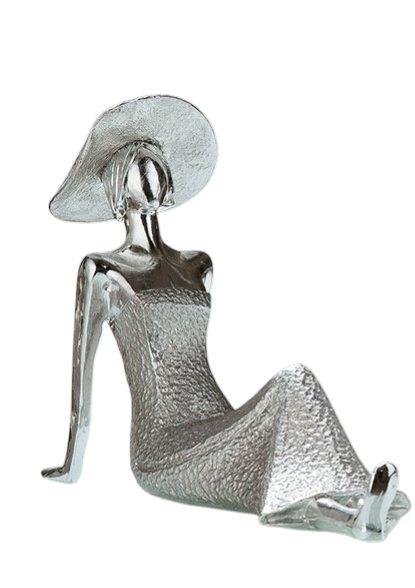 Lady Skulptur Silber – Sitzende Dekofigur - 24.5cm | CASA ROMANO