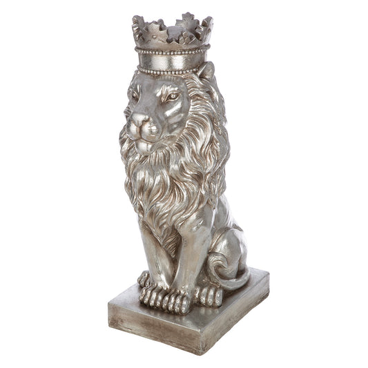 Skulptur Löwe "Könige der Tiere" – Silber mit metallischer Optik