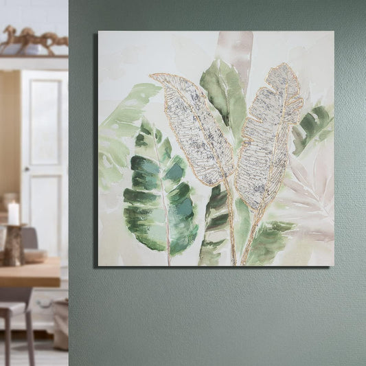 Natur Leinwandbild mit Blattmotiv – 100 × 100 cm | CASA ROMANO