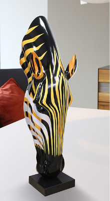 Zebrakopf Skulptur – Figur in Marmor-Optik mit Sockel, 50 cm | CASA ROMANO