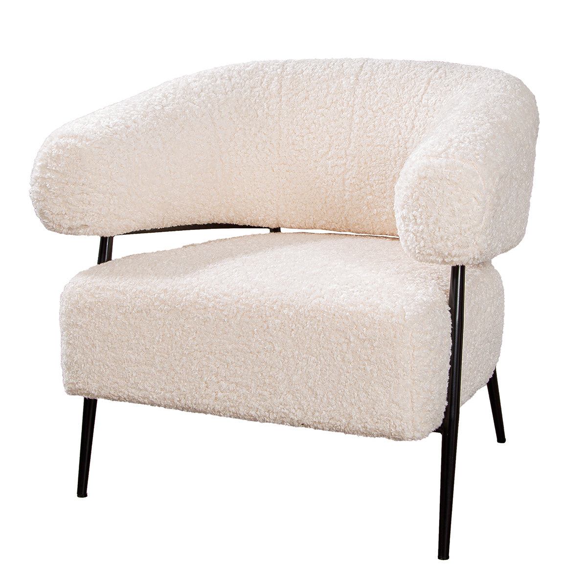 Design Sessel „Torano“ Bouclé Stoff Weiß – Moderner Loungesessel | CASA ROMANO