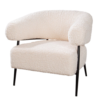 Design Sessel „Torano“ Bouclé Stoff Weiß – Moderner Loungesessel | CASA ROMANO