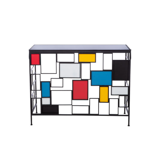 Sideboard „Mondrian“ – Glas & Metall im Modern-Art-Design