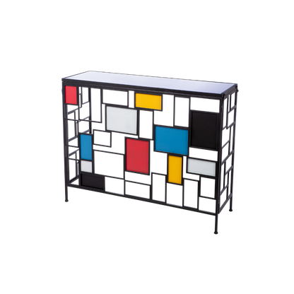 Sideboard „Mondrian“ – Glas & Metall im Modern-Art-Design