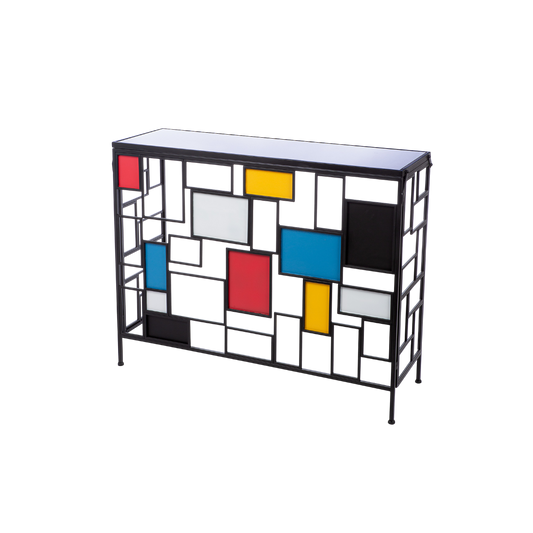 Sideboard „Mondrian“ – Glas & Metall im Modern-Art-Design