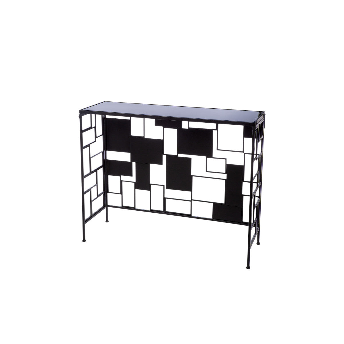 Sideboard „Mondrian“ – Glas & Metall im Modern-Art-Design