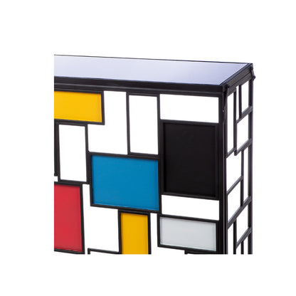 Sideboard „Mondrian“ – Glas & Metall im Modern-Art-Design