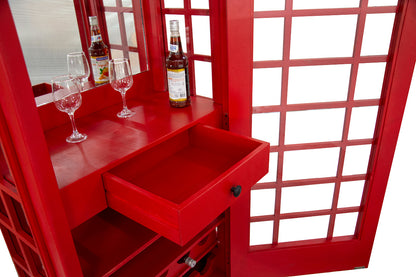 Weinregal Telefonzelle – Rotes Mangoholz-Regal