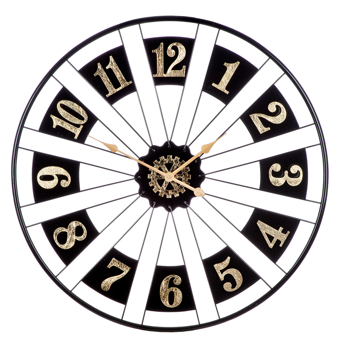 Wanduhr „Passage“ Ø 80 cm – Metall Schwarz-Gold | CASA ROMANO