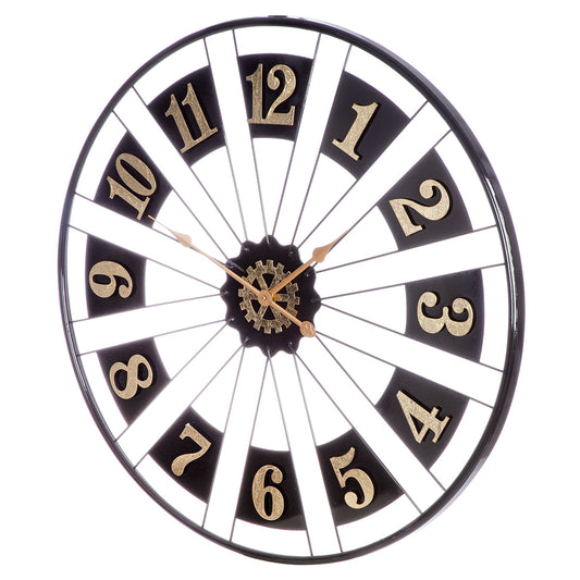 Wanduhr „Passage“ Ø 80 cm – Metall Schwarz-Gold | CASA ROMANO