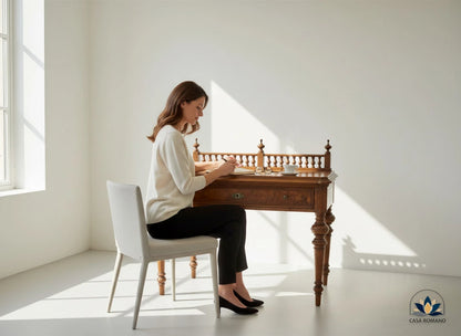 Antiker Schreibtisch aus Massivholz – eleganter antiker Tisch mit Schublade | CASA ROMANO