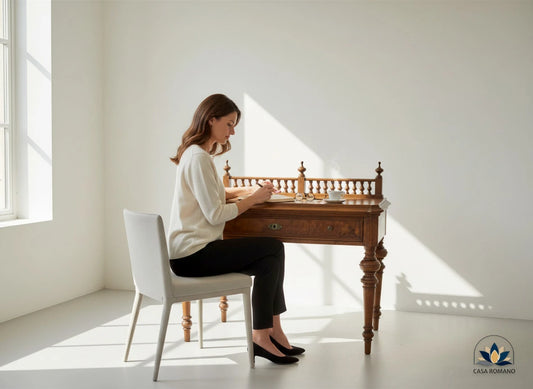 Antiker Schreibtisch aus Massivholz – eleganter antiker Tisch mit Schublade | CASA ROMANO