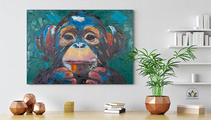 Bild „Ape“ handbemalt – modernes Affenmotiv 100×70 cm | CASA ROMANO