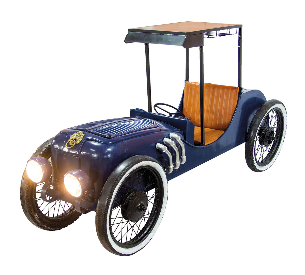 Bar Roller „Vintage Car“ – Designmöbel aus recyceltem Metall & Mangoholz