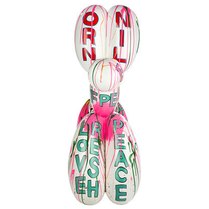 Ballonhund Deko Figur 120 cm weiß - XXL