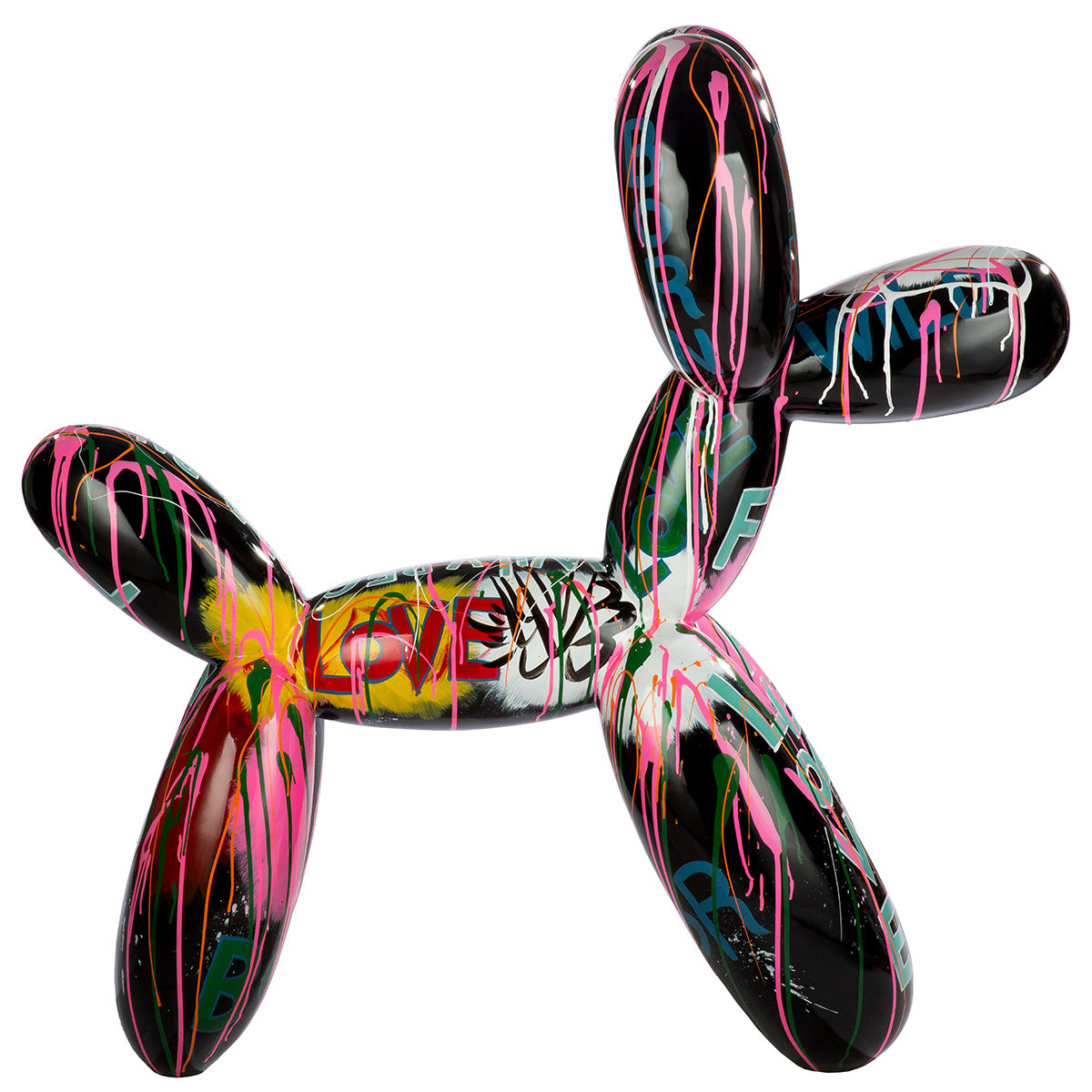 Moderne Ballonhund Skulptur Nero Arte schwarz – große Design Figur für Wohnzimme - Seitlich