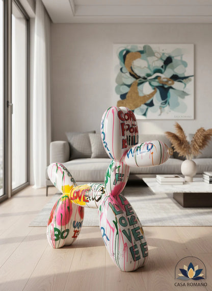 Ballonhund Skulptur 120 cm Bianco Arte weiß – modernes XXL Design Objekt Wohnzimmer Schweiz