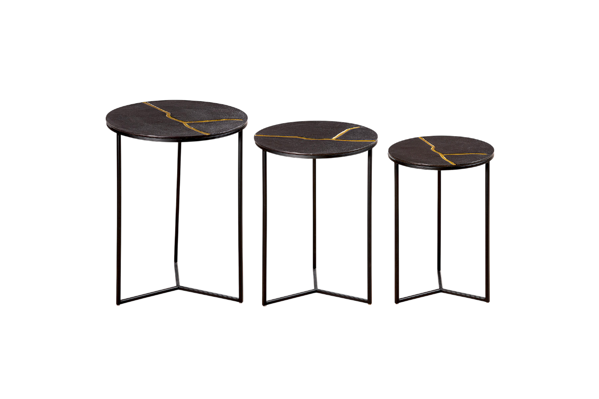 Beistelltisch-Set „Creolo“ – edle Kontraste in Schwarz & Gold
