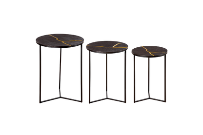 Beistelltisch-Set „Creolo“ – edle Kontraste in Schwarz & Gold