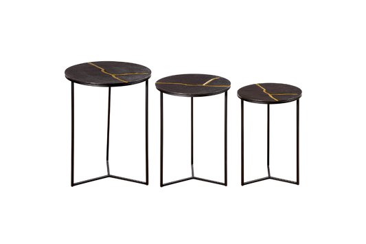 Beistelltisch-Set „Creolo“ – edle Kontraste in Schwarz & Gold