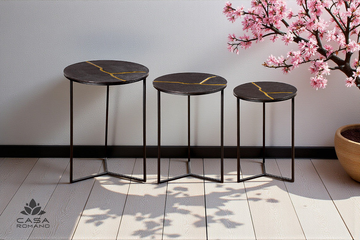 Beistelltisch-Set „Creolo“ – edle Kontraste in Schwarz & Gold