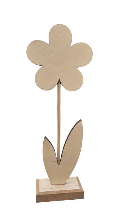 Dekorative Filz-Blume auf Holzsockel – 21 cm | CASA ROMANO