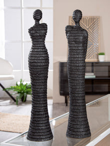 Figuren-Set Mann & Frau aus Kunstharz Schwarz – 48,5 cm | CASA ROMANO