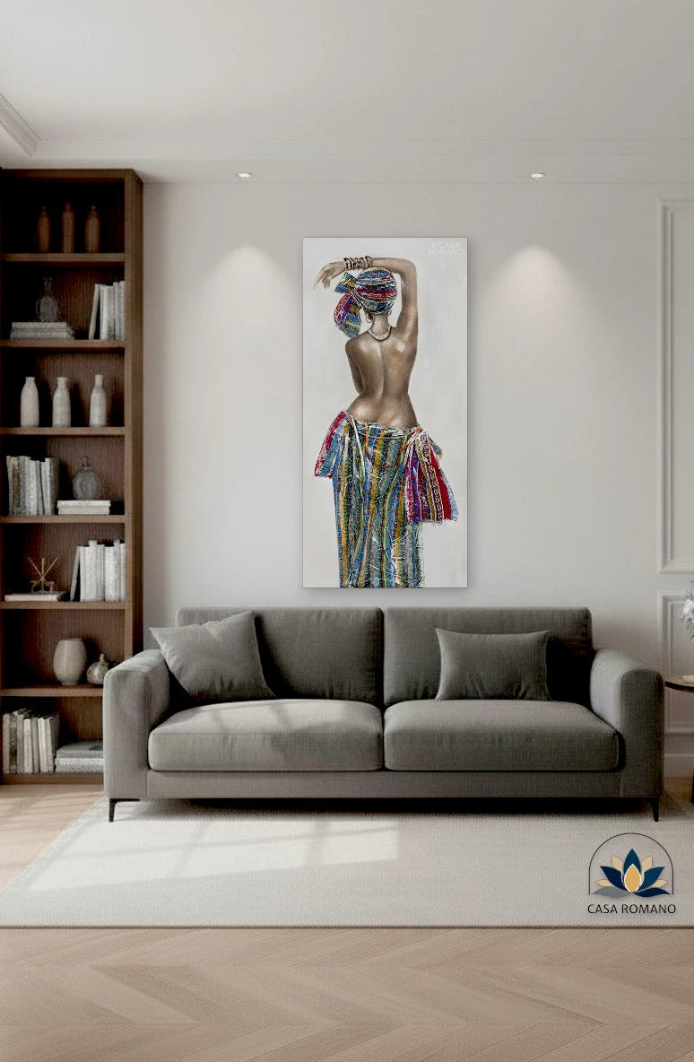 Leinwandbild Afrikanische Schönheit 149×70 cm – 3D handgemalt | CASA ROMANO | CASA ROMANO