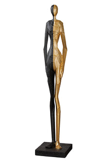 Skulptur "Halfway" – Moderne Figur in Gold und Schwarz, H 153 cm | CASA ROMANO