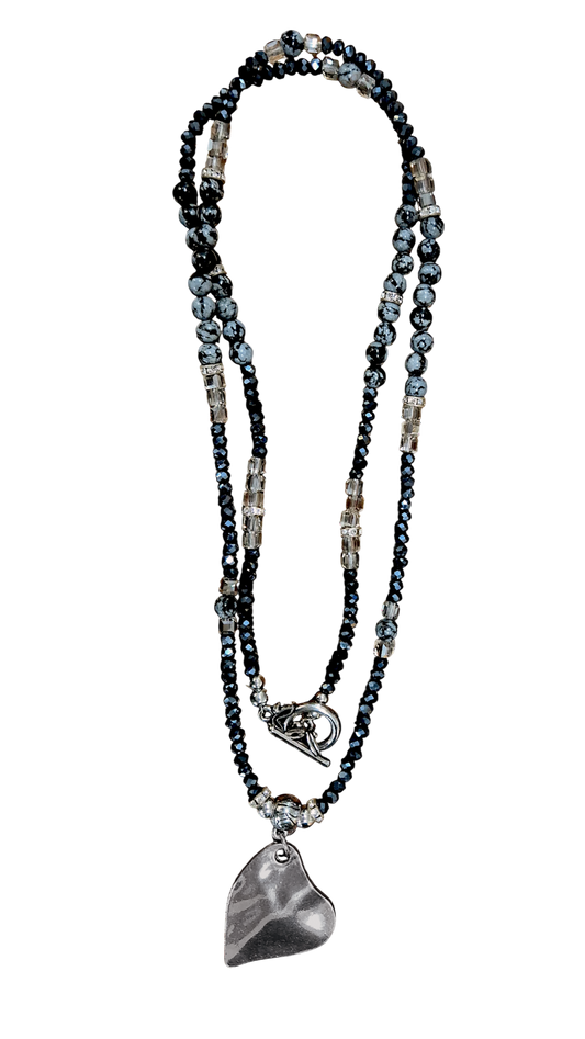 Halskette „Marbelle“ 47,5 cm – Naturstein Herz & Wasserblau