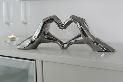 Skulptur Herz „Heart“ – Keramik, silberfarben (45 cm)