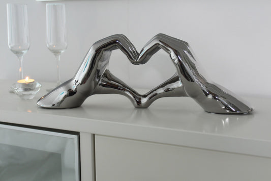 Skulptur Herz „Heart“ – Keramik, silberfarben (45 cm) | CASA ROMANO