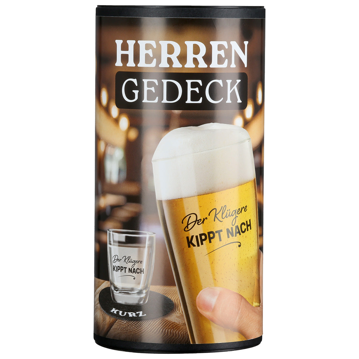 Herrengedeck „Der Klügere kippt nach“ – Bierglas & Schnapsglas Geschenkset | CASA ROMANO