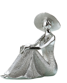 Lady Skulptur Silber – Sitzende Dekofigur 17 cm | CASA ROMANO