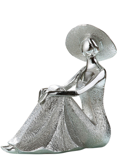 Lady Skulptur Silber – Sitzende Dekofigur 17 cm | CASA ROMANO