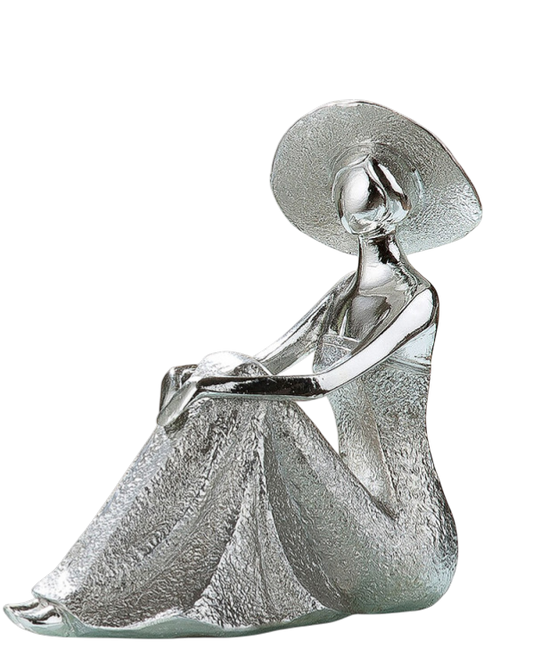 Lady Skulptur Silber – Sitzende Dekofigur 17 cm | CASA ROMANO