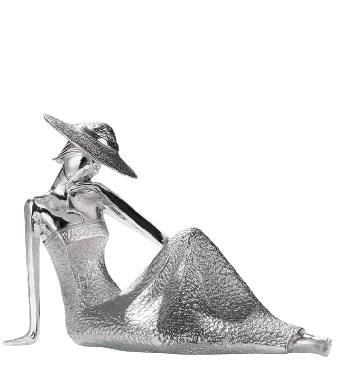 Lady Skulptur Silber – Sitzende Dekofigur 24,5 cm | CASA ROMANO