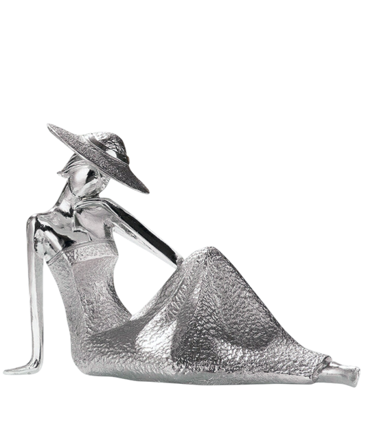 Lady Skulptur Silber – Sitzende Dekofigur 24,5 cm | CASA ROMANO