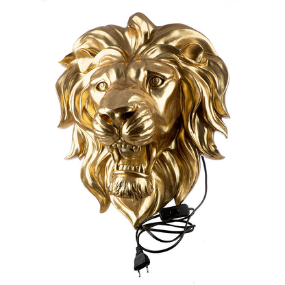 Wandobjekt LED Löwe "King of the Savannah" – Goldfarben