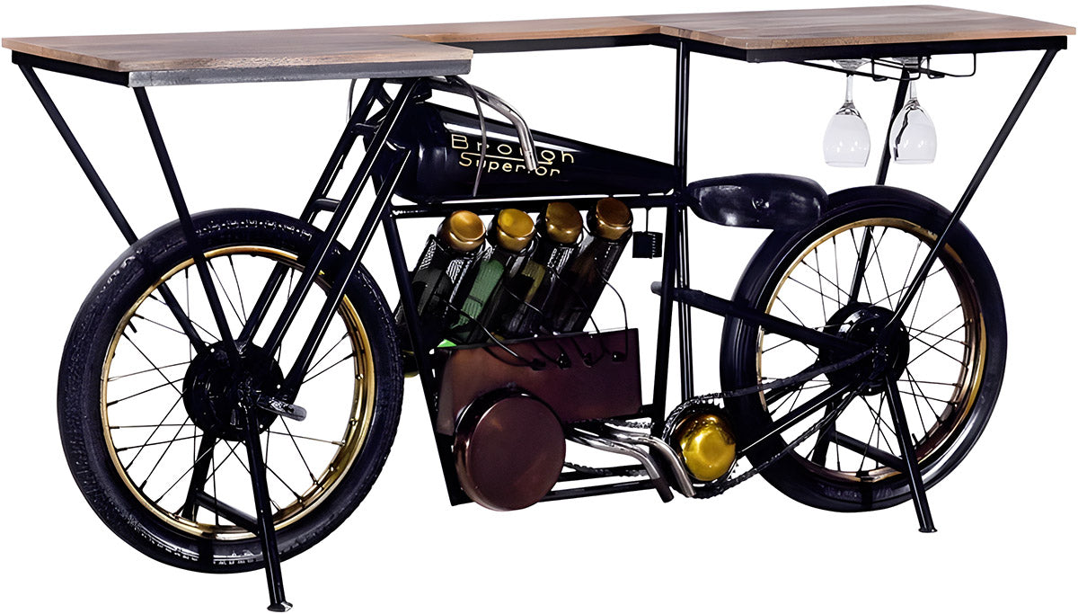 Bar Motorrad – Designmöbel aus Mangoholz & recyceltem Metall