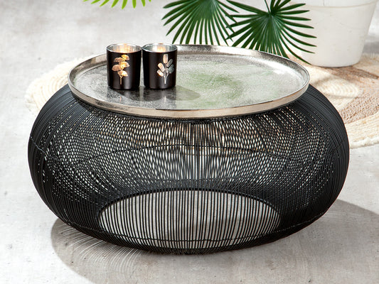 Beistelltisch "Puntual" – Rund, Aluminium Schwarz & Silber | Ø 64 cm