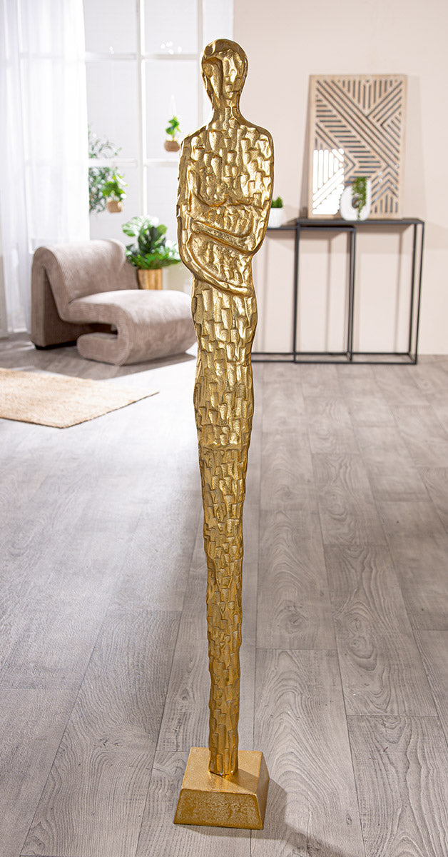 Skulptur Frau „Salvina“ – Aluminium, goldfarben, 138 cm